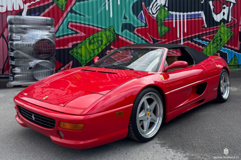 Ferrari F355 Maranello on the ADM Forged RT308 Retro Series wheels in a Silver center with Polished lips and center cap cut for OE Ferrari application.